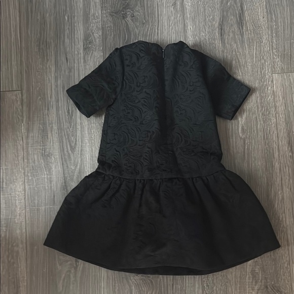 Black Pleated A-Line Dress with Crew Neck - Picture 3 of 5